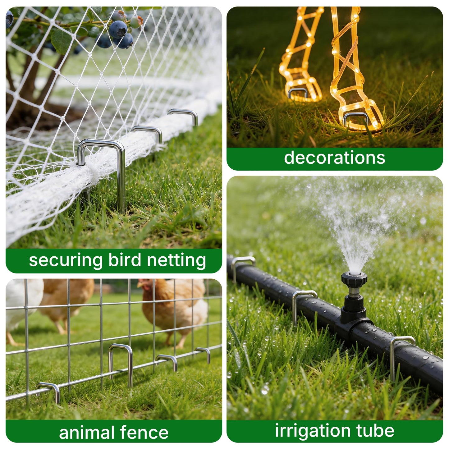 AMAGABELI GARDEN & HOME 4 Inch 200 Pack Galvanized Landscape Staples 12 Gauge Anti-Rust Heavy Duty Garden Staples Plant Cover Stakes U-Shaped Sod Pins Ground Fence Stakes for Weed Barrier Fabric