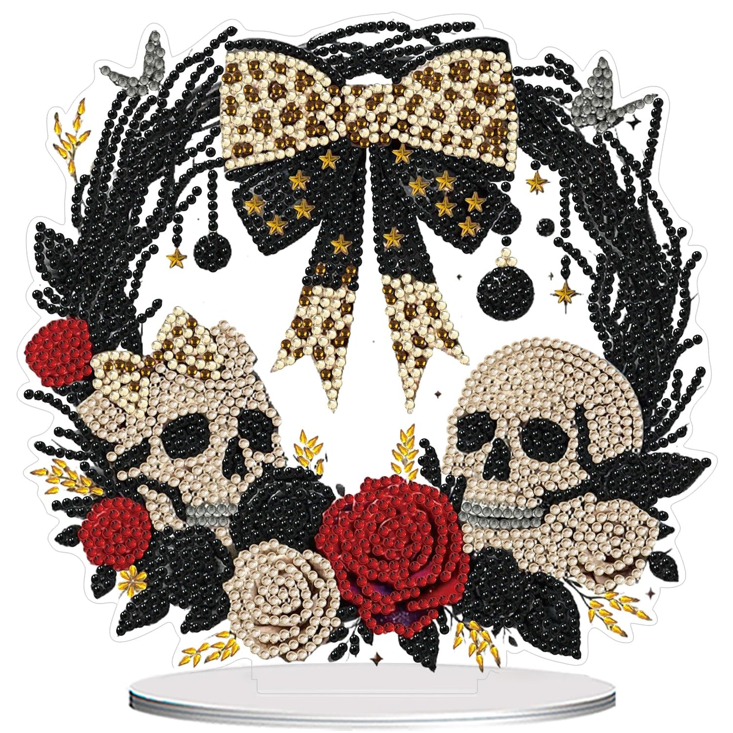 Fairyland JinWenn Decor for Home Diamonds Art kit Decorations, Halloween Skull Rose Wreath Diamonds Painting Kit for Adult Tabletop Gift DIY 5D Diamonds Dots Special Crystal Diamond 7.5X7.7 inch