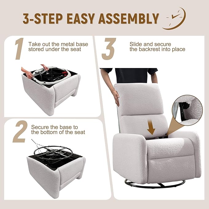 Korser 360° Rocking Chair, Nursery Rocker Chair