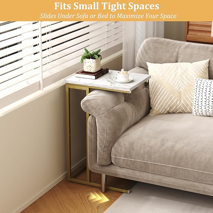 Function Home C Shaped End Table, Small Side Tables
