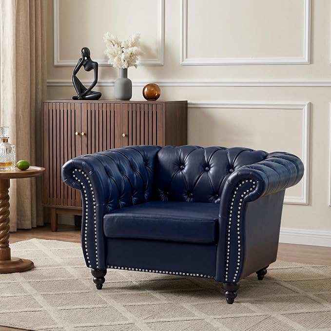 Mid-Century Sofa Chair, Faux Leather Accent Chair