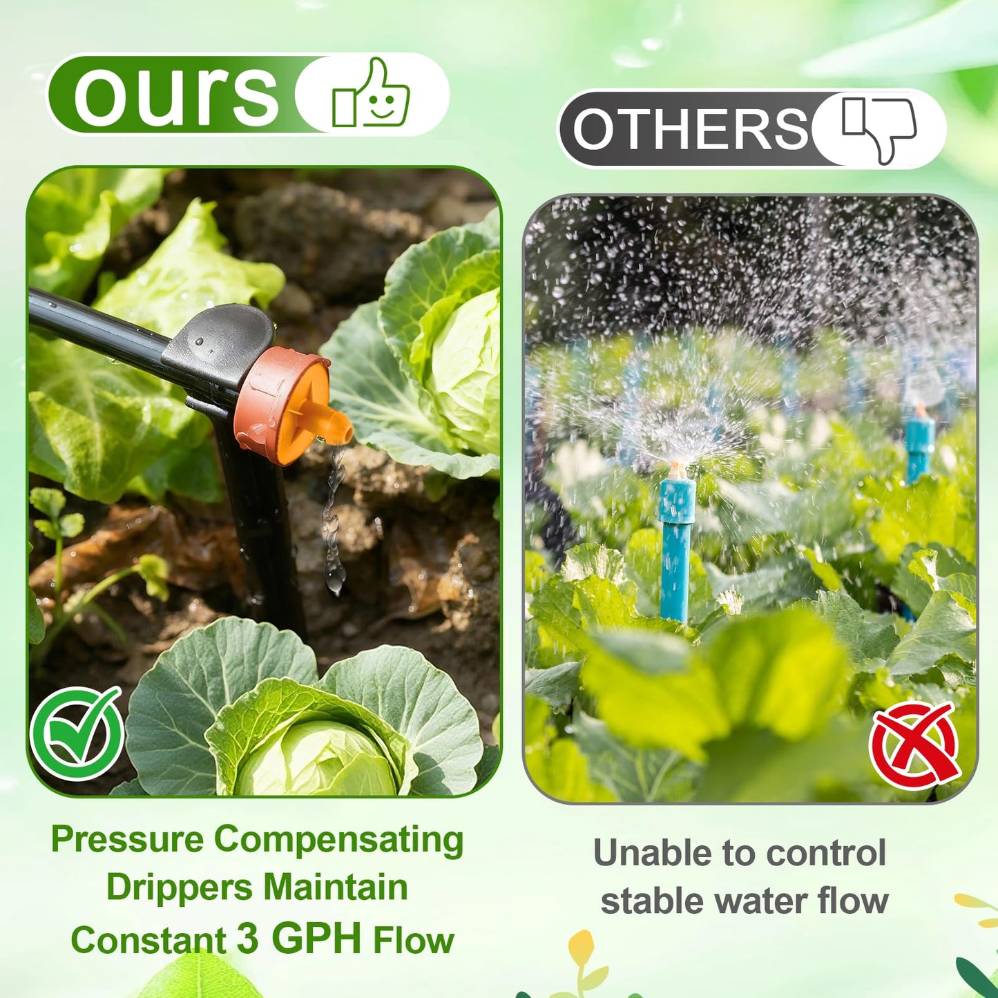 FULAIERGD 200Pcs 3 GPH Pressure Compensating Irrigation Drippers, Watering Spot GPH Dripper Drip Emitters Heads Constant Flow Outlet Heads for 1/4 Inch Irrigation Tubing for Garden Irrigation System