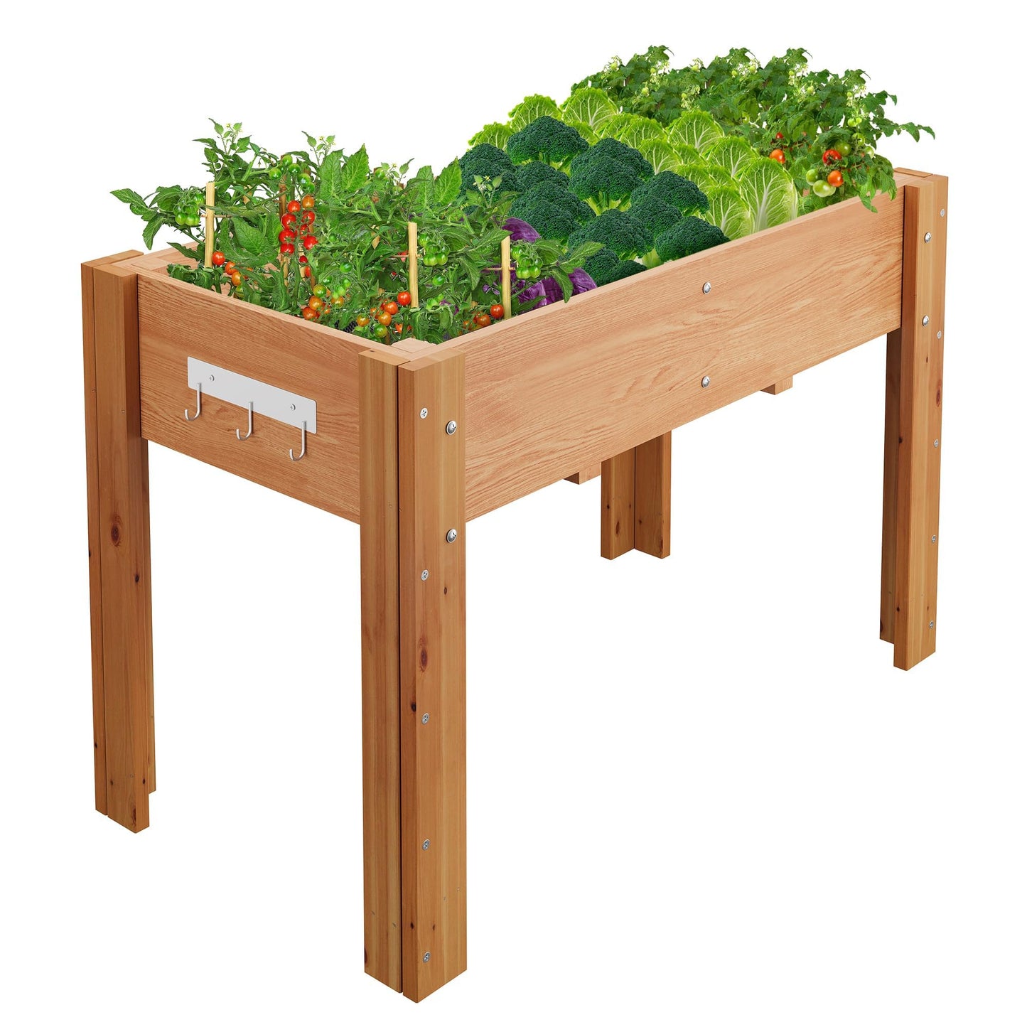 48x24x30IN Wooden Raised Garden Bed with Legs, Elevated Reinforced Large Planter Box for Vegetable Flower Herb Outdoor, Standing Growing Bed forGardening/Backyard/Patio/Balcony, Liner Included