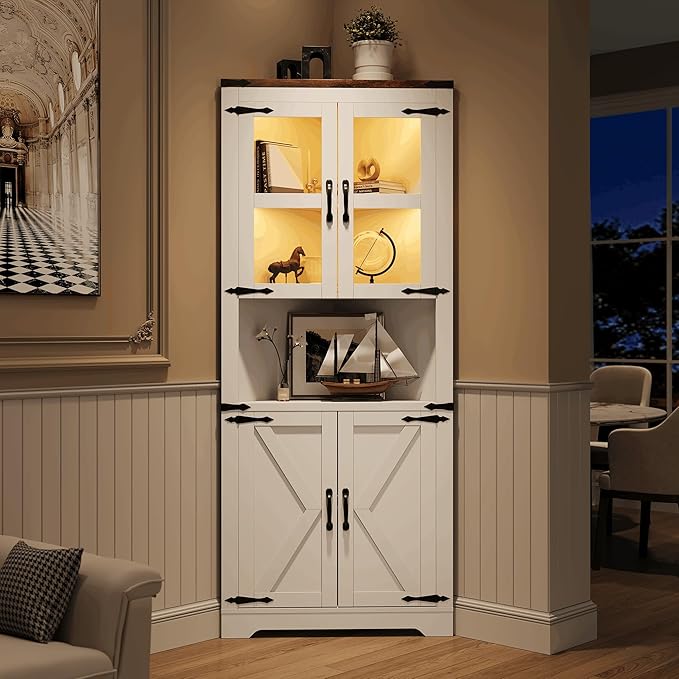 GarveeHome 67 in Tall Corner Storage Cabinet