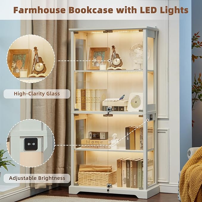 LELELINKY Farmhouse Display Cabinet Set of 2