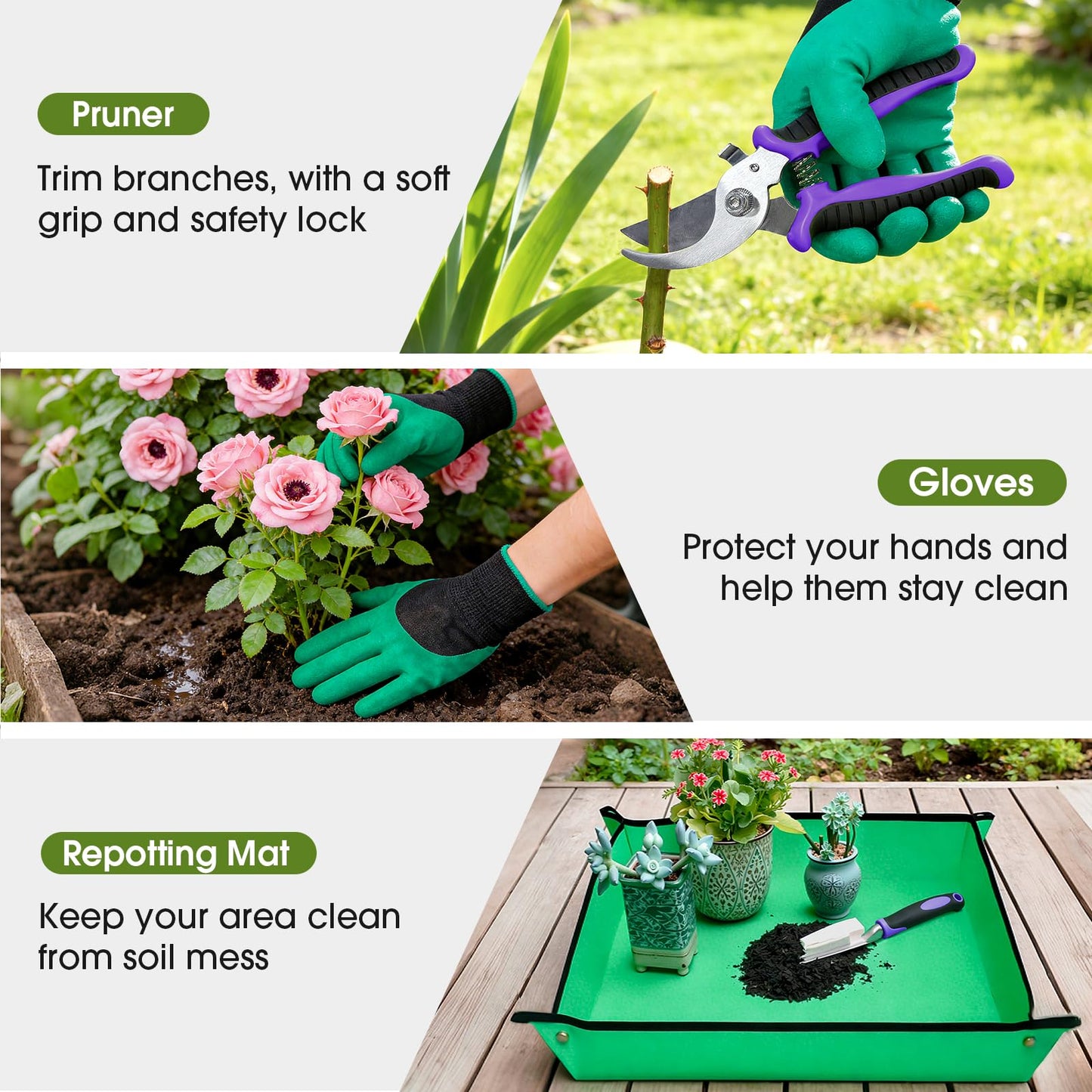 WOWBOX Garden Tools Set - 10 PCS, Heavy Duty Gardening Hand Tools Kit with Storage Tote, Rust-Resistant Gardening Supplies for Planting with Non-Slip Ergonomic Handle for Women and Men (Purple)