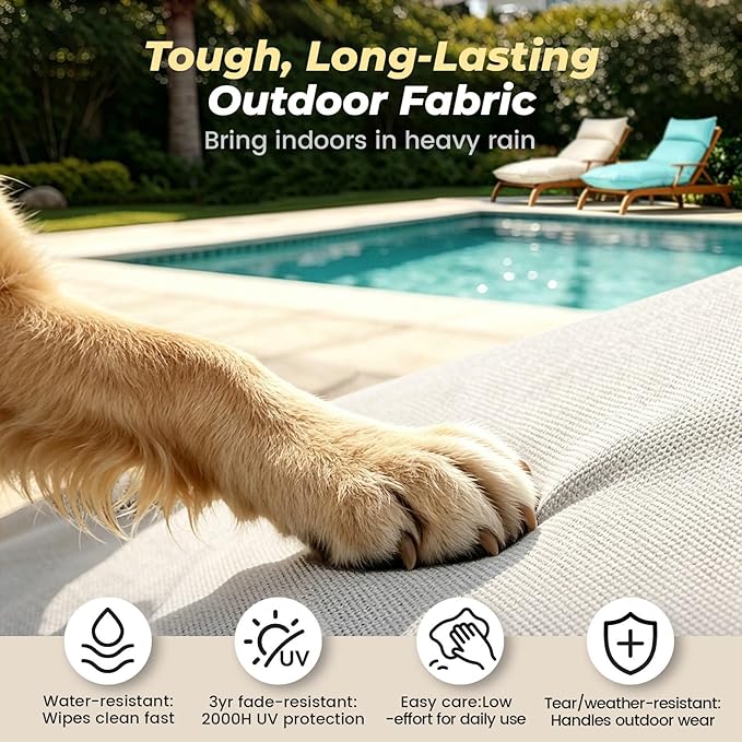 Outdoor Chaise Lounge Chair Cushion, Waterproof Non-Slip Patio Chaise Lounge