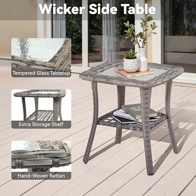 3 Pieces Patio Furniture Set-High Back Swivel Patio Chairs Set of 2