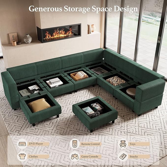 Belffin 114.2" 8 Seats Modular Sectional Sofa U Shaped Couch