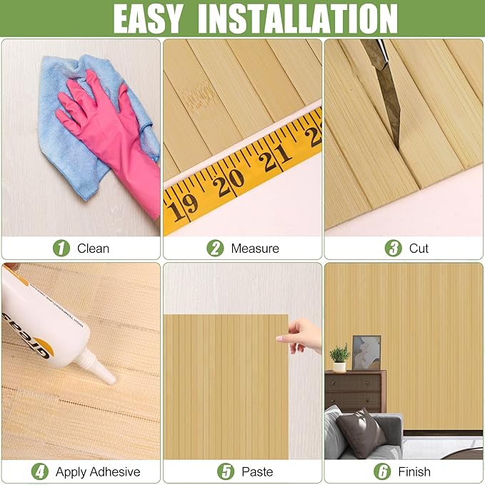 2 Pack Bamboo Wall Panel for Interior Wall Decor, Renewable Pole Wrap