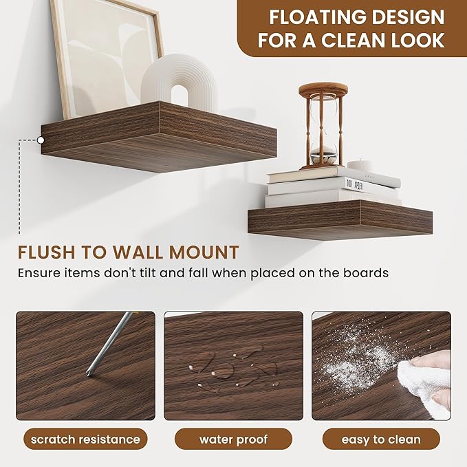 fuqing Floating Shelves for Wall, Wall Mounted Wood Floating Shelf