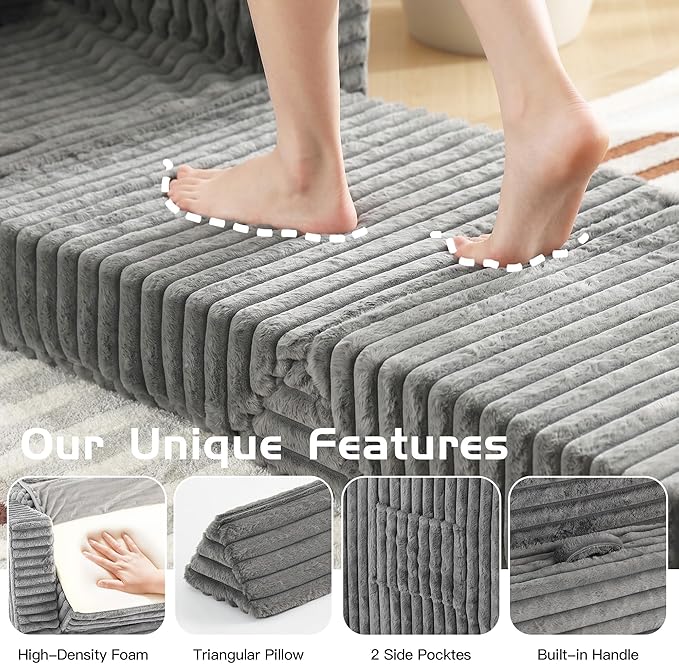 Welnow Folding Sofa Bed with Pillow, Convertible 2-in-1 Sleeper Chair