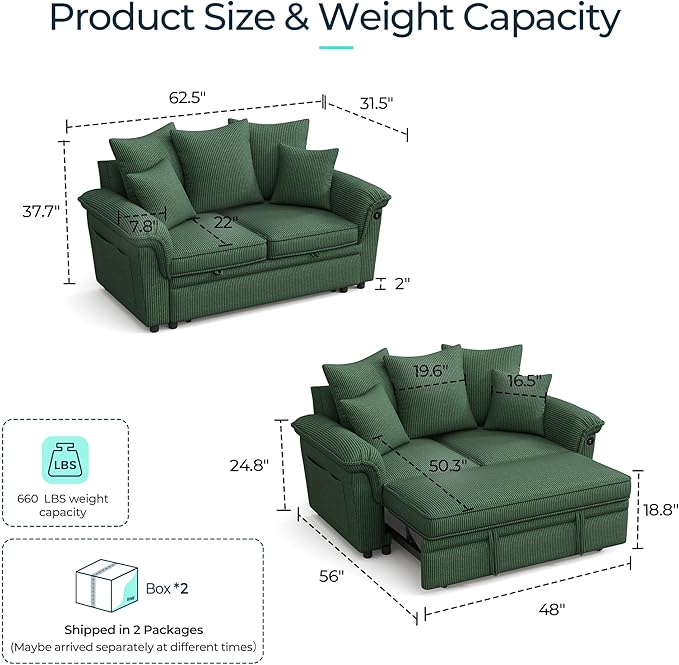 LINSY HOME Sectional Loveseat Sofa