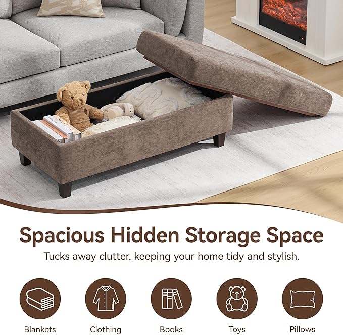 45 Inch Large Storage Ottoman Bench
