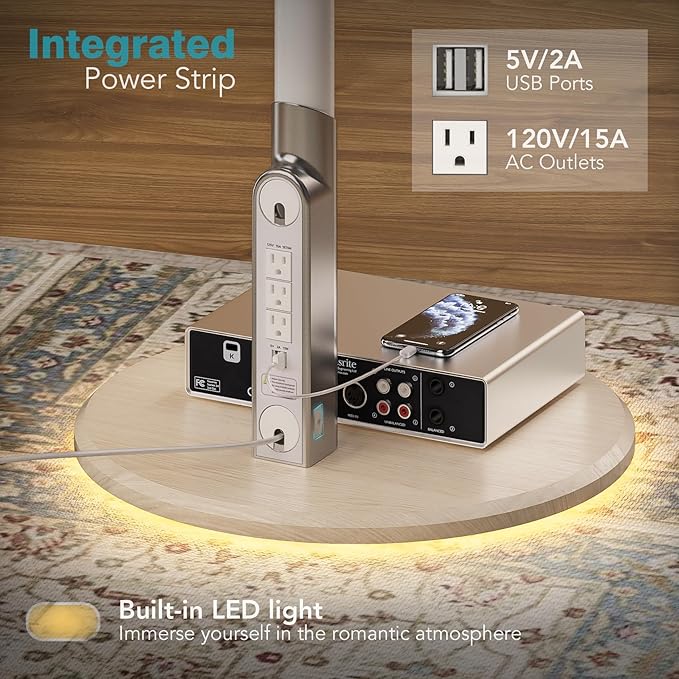 Floor Mobile TV Stand with Power Outlet, Rolling TV Cart