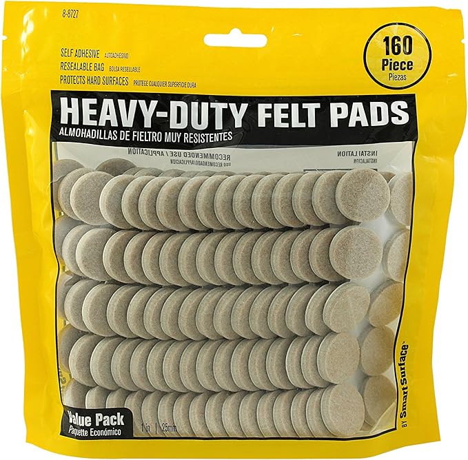 Smart Surface 8727 Heavy Duty Self Adhesive Furniture Felt Pads 1-Inch Round