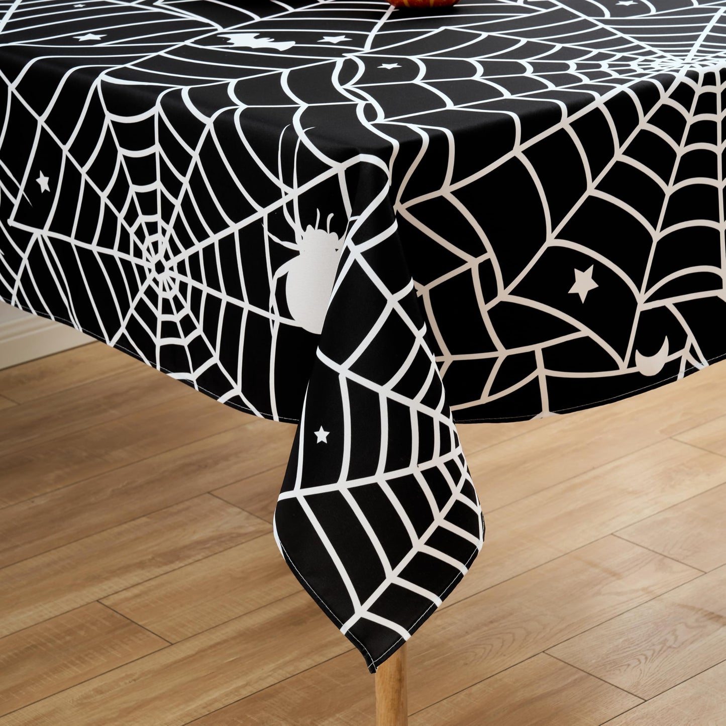 VEDACHIC Halloween 52x70 Tablecloth Rectangular Black Spider Web Table Cloth - Oblong Polyester Cobweb Black Halloween Table Cover Washable Waterproof for Party Picnic Kitchen Indoor Outdoor Décor