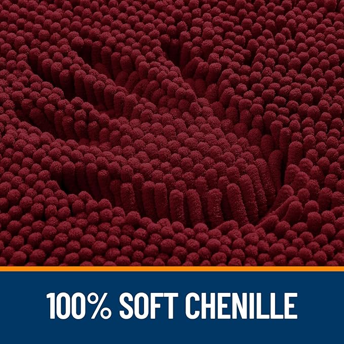 OLANLY Large Bathroom Rugs 44x32, Extra Soft Absorbent Chenille Bath Rugs, Rubber Backing Quick Dry, Machine Washable Bath Mats for Bathroom Floor, Tub and Shower, Home Decor Accessories, Burgundy