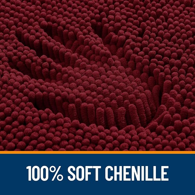 OLANLY Bathroom Rugs 36x24, Extra Soft Absorbent Chenille Bath Rugs, Rubber Backing Quick Dry, Machine Washable Bath Mats for Bathroom Floor, Tub and Shower, Home Decor Accessories, Burgundy