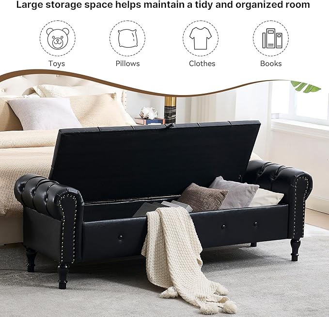 67" Storage Bench for Bedroom, End of King Size Benches