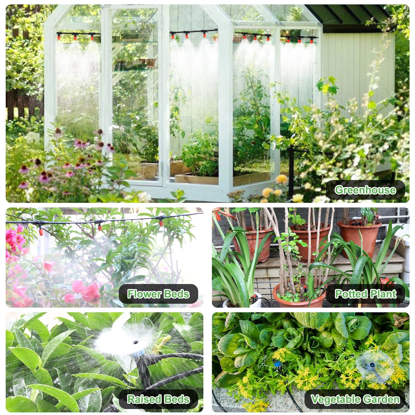 100FT Drip Irrigation System Kit, Automatic Watering System with 30 Adjustable Nozzles & 30M 1/4" Tubing – DIY Solution for Gardens, Greenhouses, Patios & Lawn – Effortless Plant Care + Water-Saving