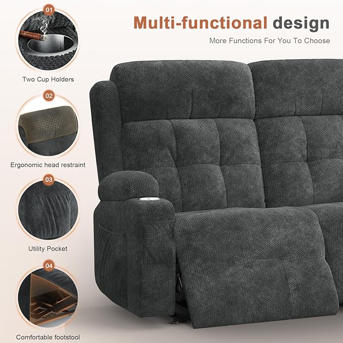 RV Loveseat Recliner Sofa, Wall Hugger Double Recliners