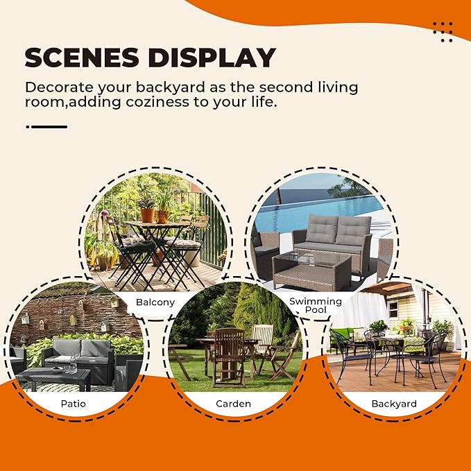 DANGHOOGY Wicker Chair Cushions, Waterproof Outdoor Loveseat Cushions