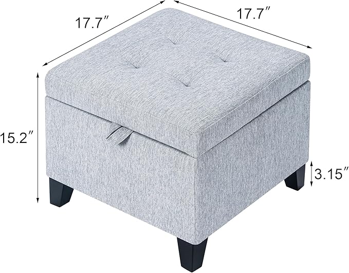 Adeco 18-inch Linen Storage Ottoman