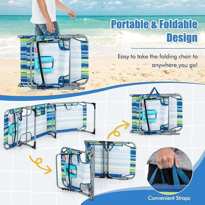 Goplus Tanning Chair, Folding Adjustable Patio Lounge Chair