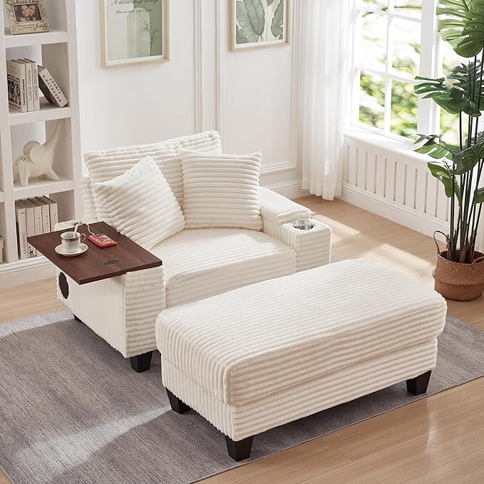 KEIKI Corduroy Storage Armrest Sofa, Single Versatile Seat