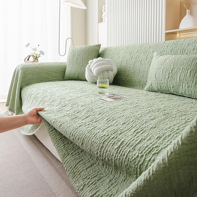DREAMINGO Bubble Textured Cooling Sofa Cover, Ice Silk Breathable Couch Cover