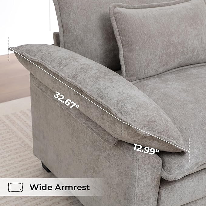Modern Oversized Accent Chairs Set of 2, Chenille Cloud Sofa Chair
