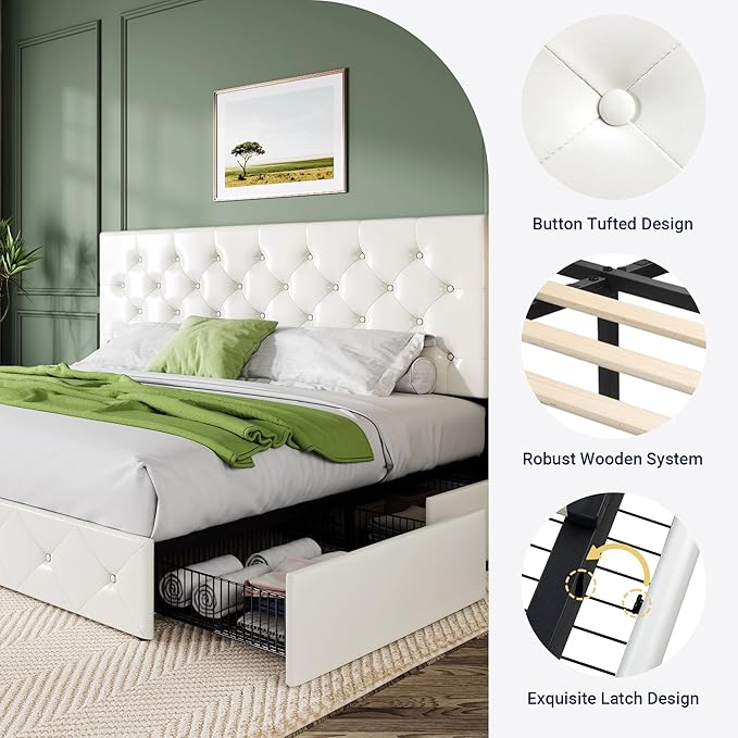 Allewie King Size Platform Bed Frame