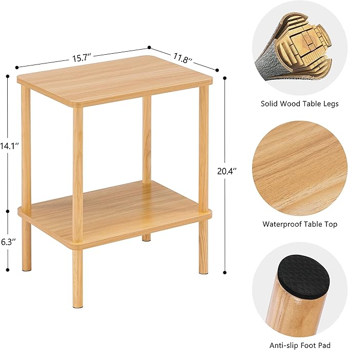 Apicizon 2 Tier End Table Set of 2, Small Side Table