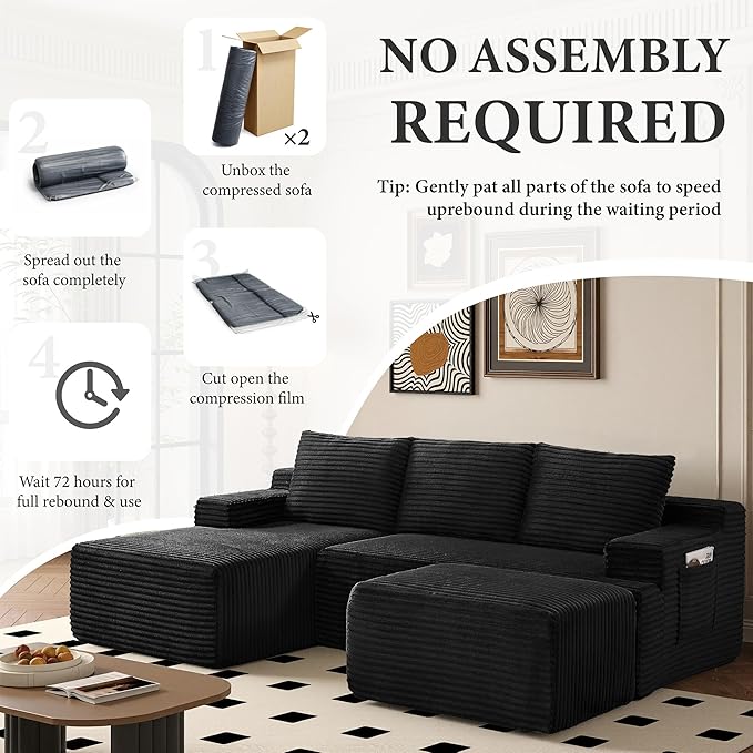 96" Sectional Couches for Living Room Cloud Couch Sofa