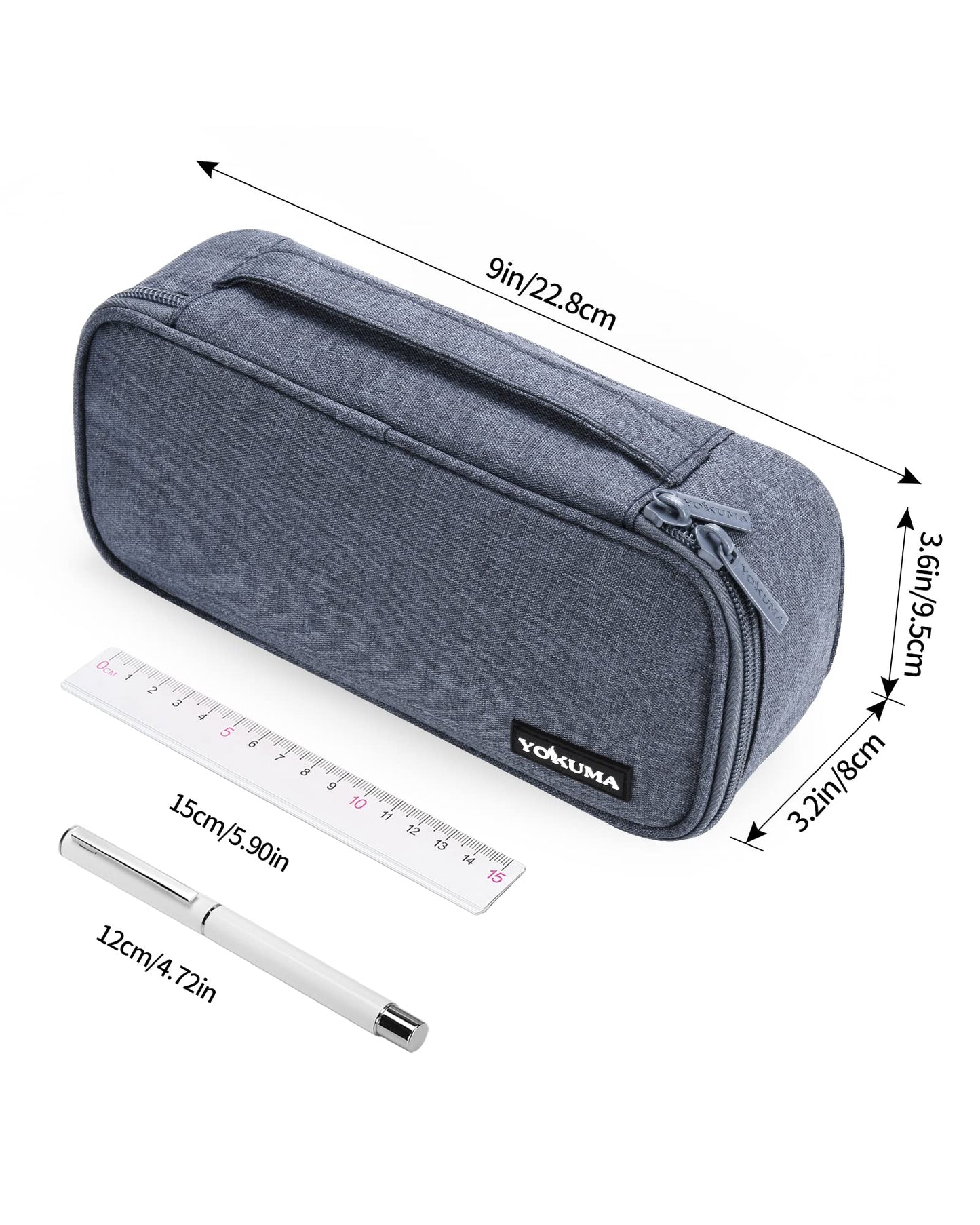 YOKUMA Pencil Case,Large Capacity Pencil Pouch,Aesthetic Zipper Pencil Box, Back to School Supplies for College Students Teen Adults (Blue) (handle-blue)