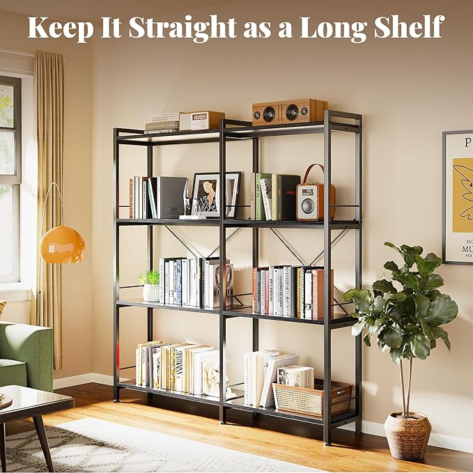 Huuger 4 Tier Bookshelf, L Shaped Corner Bookshelf