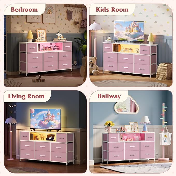 WLIVE Dresser TV Stand for 45, 55 inch TV, Entertainment Center