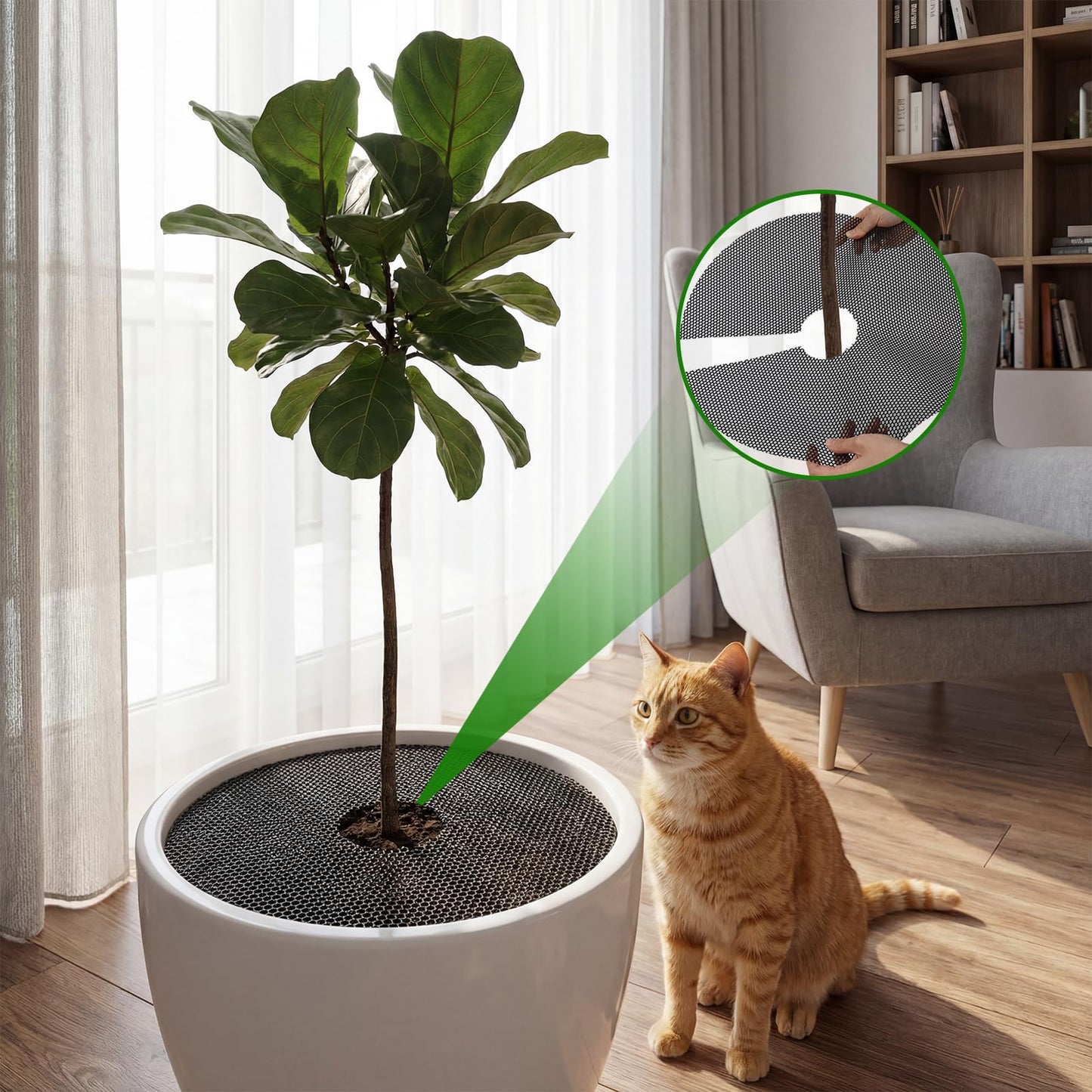 iwreaiy Plant Pot Cover 4 Pack 15.7inch Round Plant Pot Grid Plant Pot Soil Covers Away from Animal, Indoor & Outdoor Planter Covers for Flower Pots Garden Plants