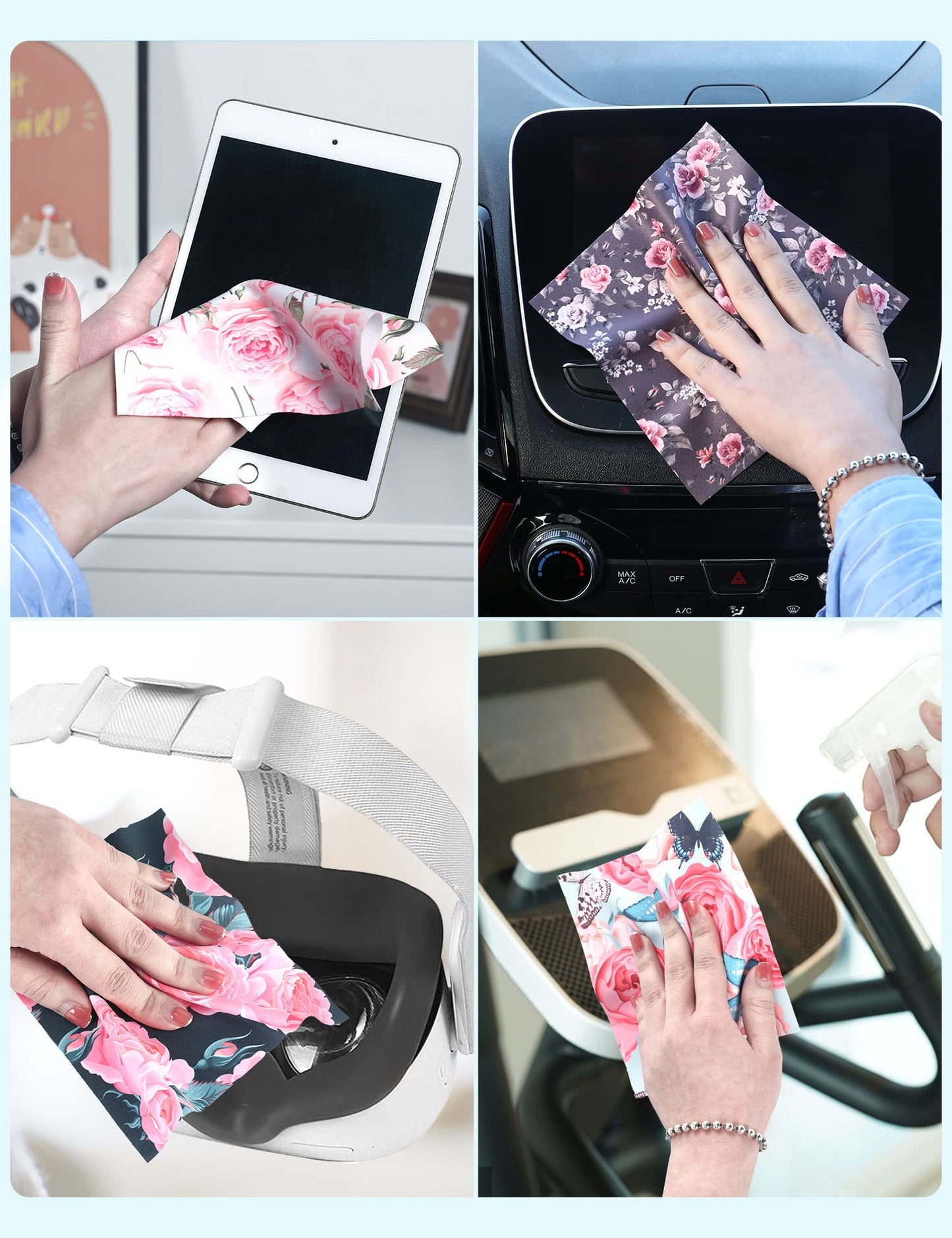 6PCS Thickened Glasses Cleaning Cloth Elegant Flower Design Microfiber Cleaning Cloth, Multi-Colored Eyeglass Lens Cleaning Cloths, Soft Wipes for Reusable Eyeglass and Phone Screens (Peony)