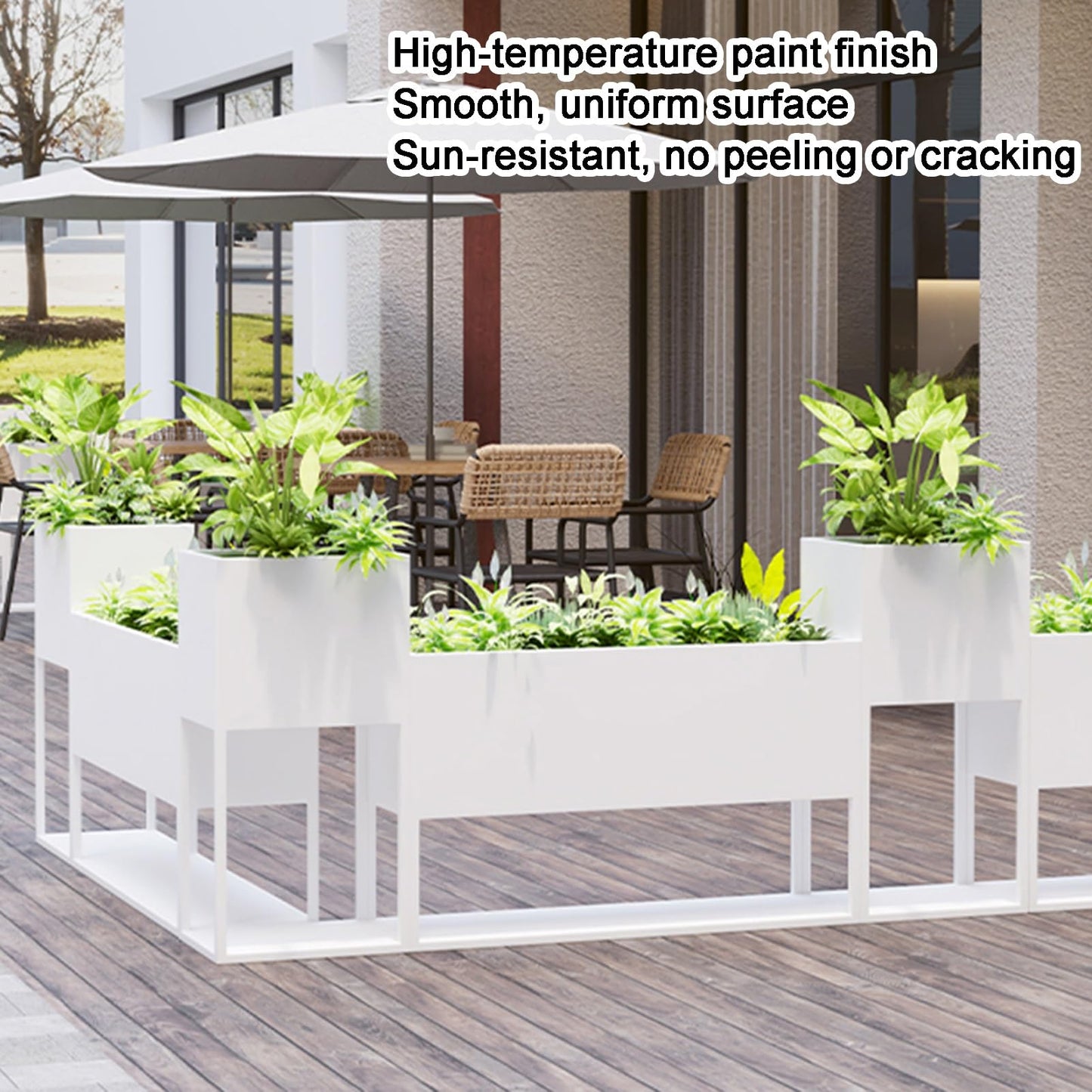 YJEUZCD Metal Tall Long Planter Box, Outdoor Indoor Floor Standing Flower Box Partition, Commercial Patio Porch Removable Partition Divider(White,40x80cm/15.7x31.4in)
