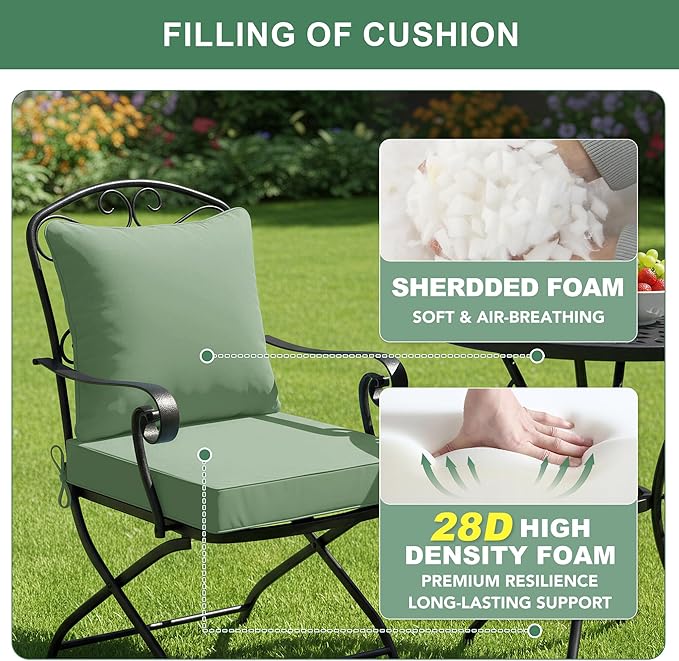Summsun Outdoor Chair Cushions Set of 2, Waterproof Back Pillow and Seat