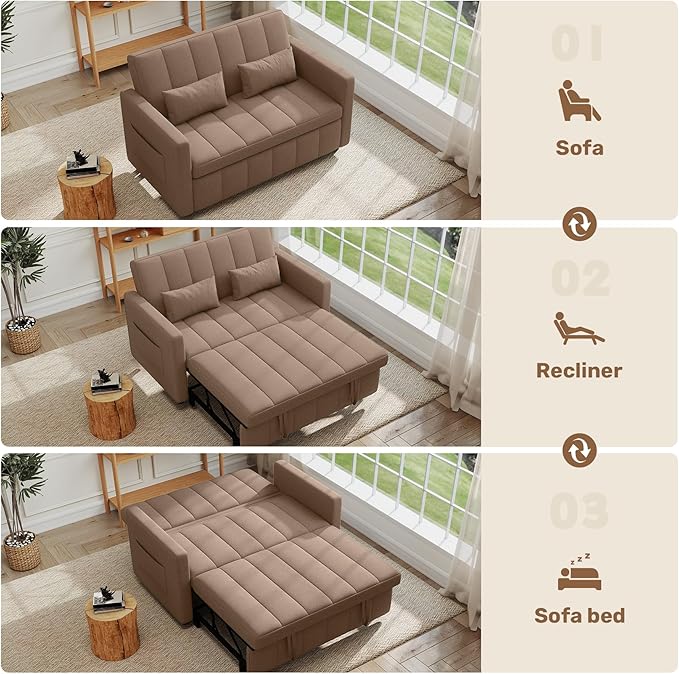 Nebuaegis Sleeper Sofa Bed, 3-in-1 Convertible Pull Out Couch