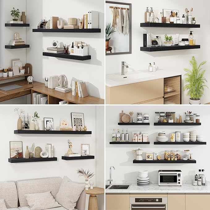 fuqing Floating Shelves for Wall, Wall Mounted Wood Floating Shelf