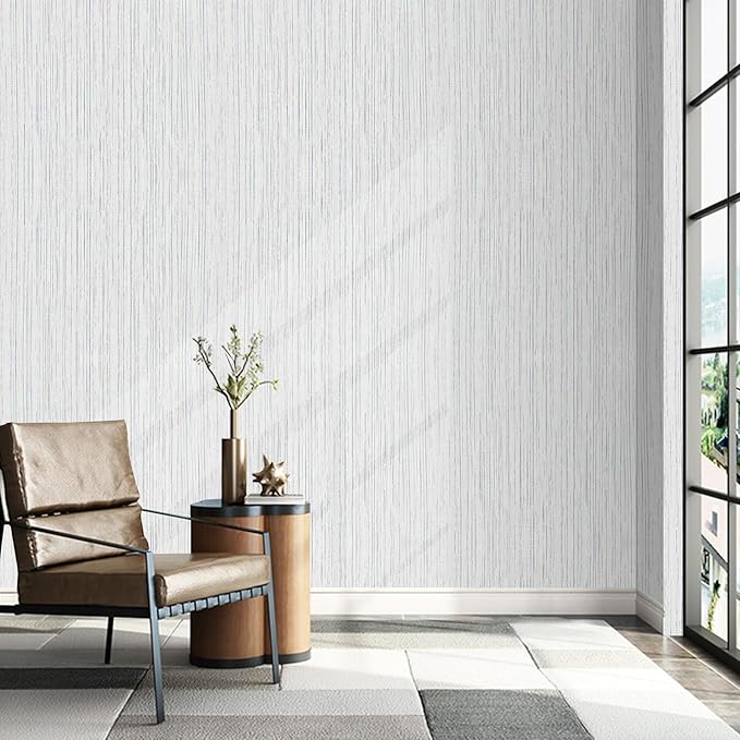 Beige Grey Grasscloth Peel and Stick Wallpaper 15.74" X 118.11" Boho Textured