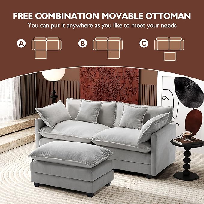 Ihanherry 77" L Shaped Modern Sofa Modular Sectional Cloud Couch