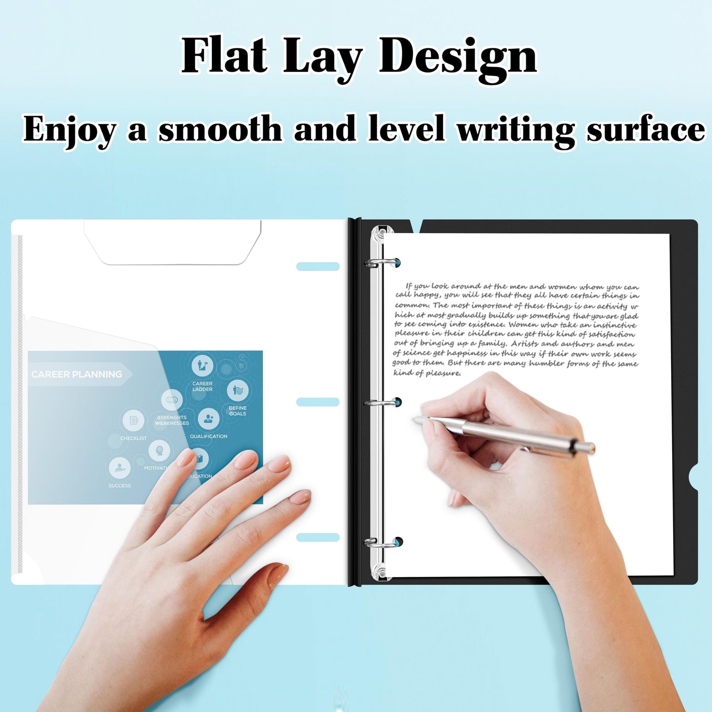 INFUN 1 Inch Telescoping 3 Ring Binder - 4PCS-White, Flexible Binders with Customizable Front Cover and Clear Catalog Pocket, 1Inch Rings, 225 Sheet Capacity