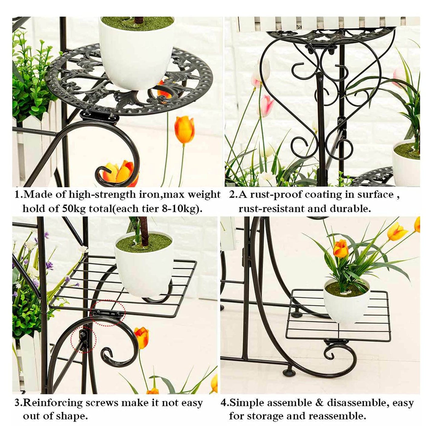 ZHOUYANB Plant Stand Tricycle Flower Pot Cart Bicycle Holder Rack For Home Garden Patio Shelves