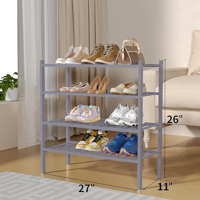 ROMGUAR CRAFT 4 Tier Bamboo Shoe Rack