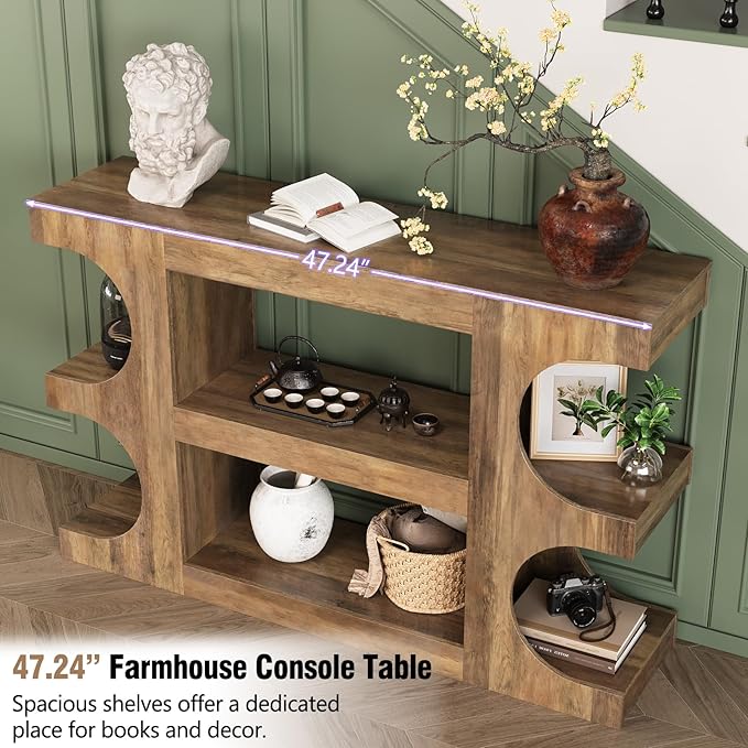Tohomeor Console Tables for Entryway 47.24-Inch, Wooden Sofa Table Behind The